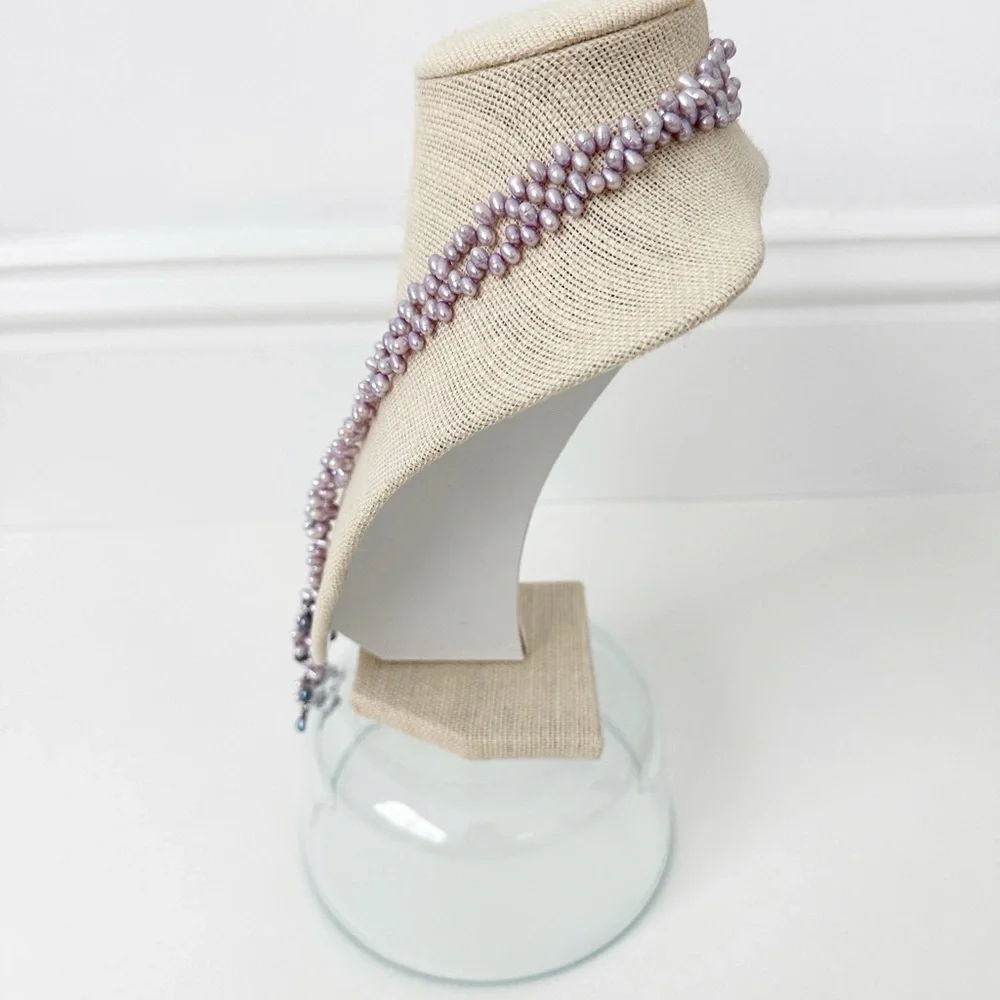 Biwa Pearl Necklace Long Strand Lariat Purple 43